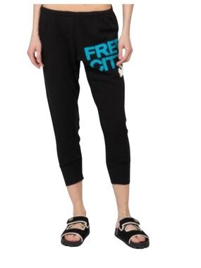 FreeCity Black 3/4 Cuff Sweatpants Aqua Blue Size XS